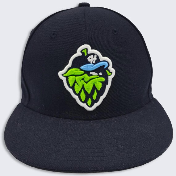 Hillsboro Hops MILB New Era Fitted Hat - Black Color Cap - Genuine Merchandise - Stitched On Logos - Size 7 1/8 ( 56.8 cm ) - FREE SHIPPING
