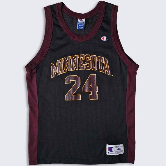 Minnesota Golden Gophers Vintage 90s Bobby Jackson Champion Basketball Jersey - Black Uniform Shirt - Men's Size Large ( L ) - FREE SHIPPING