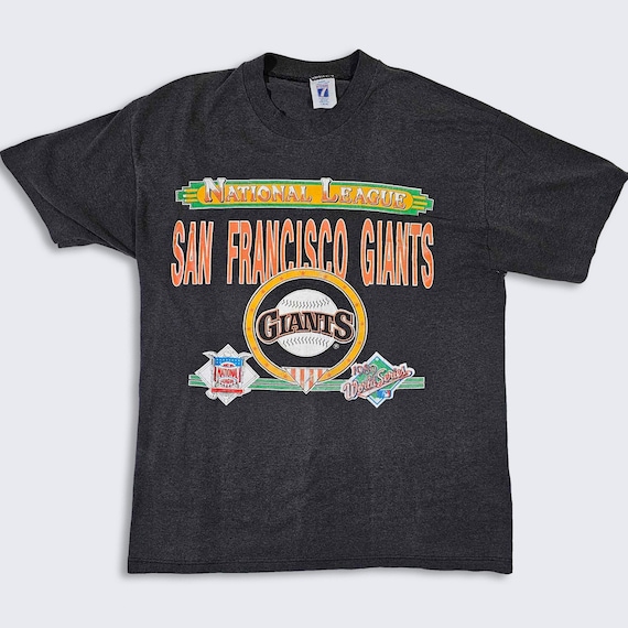 San Francisco Giants Vintage 80s World Series T-Shirt - MLB Baseball Logo 7 Black Tee - Single Stitch - Men's Size Large (L) - FREE SHIPPING