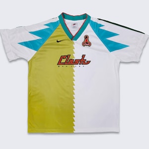 San Jose Clash Vintage 90s Nike MLS Soccer Jersey - Made in USA - Extremely Rare - White Green & Blue Kit Shirt - Size XL - Free Shipping