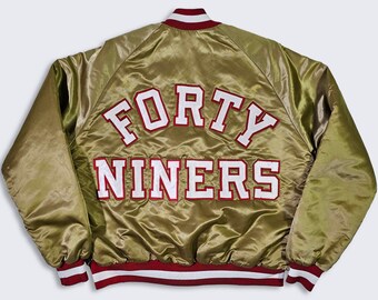San Francisco 49ers Vintage 80s Chalk Line Satin Bomber Jacket 