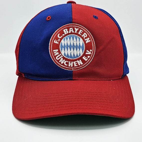 Bayern Munchen Vintage 90s Pinwheel Snapback Hat - Blue and Red Baseball Style Cap - Green Underbill - One Size Fits All - FREE SHIPPING