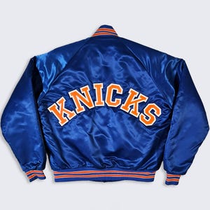 New York Knicks Vintage 80s Chalk Line Satin Bomber Jacket