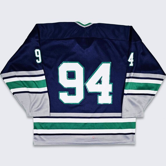 Vtg Rare NHL Hartford Whalers Blue Starter Hockey Jersey. Youth Large