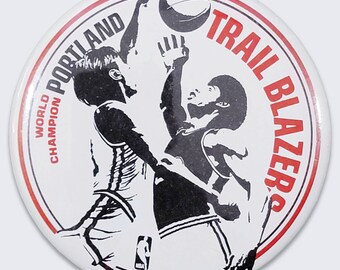 Portland Trail Blazers Vintage 70s Championship Pin - NBA Basketball 1977 World Champions Memorabilia - Rare - 3.5 Inches - FREE SHIPPING