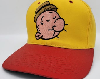 Wimpy Vintage 90s American Needle Popeye Blockhead Snapback Hat - Yellow Red Cartoon Comic Baseball Cap - One Size Fits All - Free Shipping