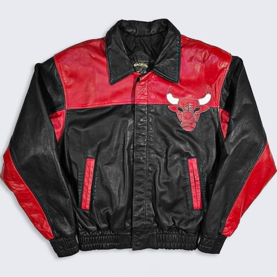Chicago Bulls Vintage 90s Genuine Leather Bomber Varsity Jacket - Etsy