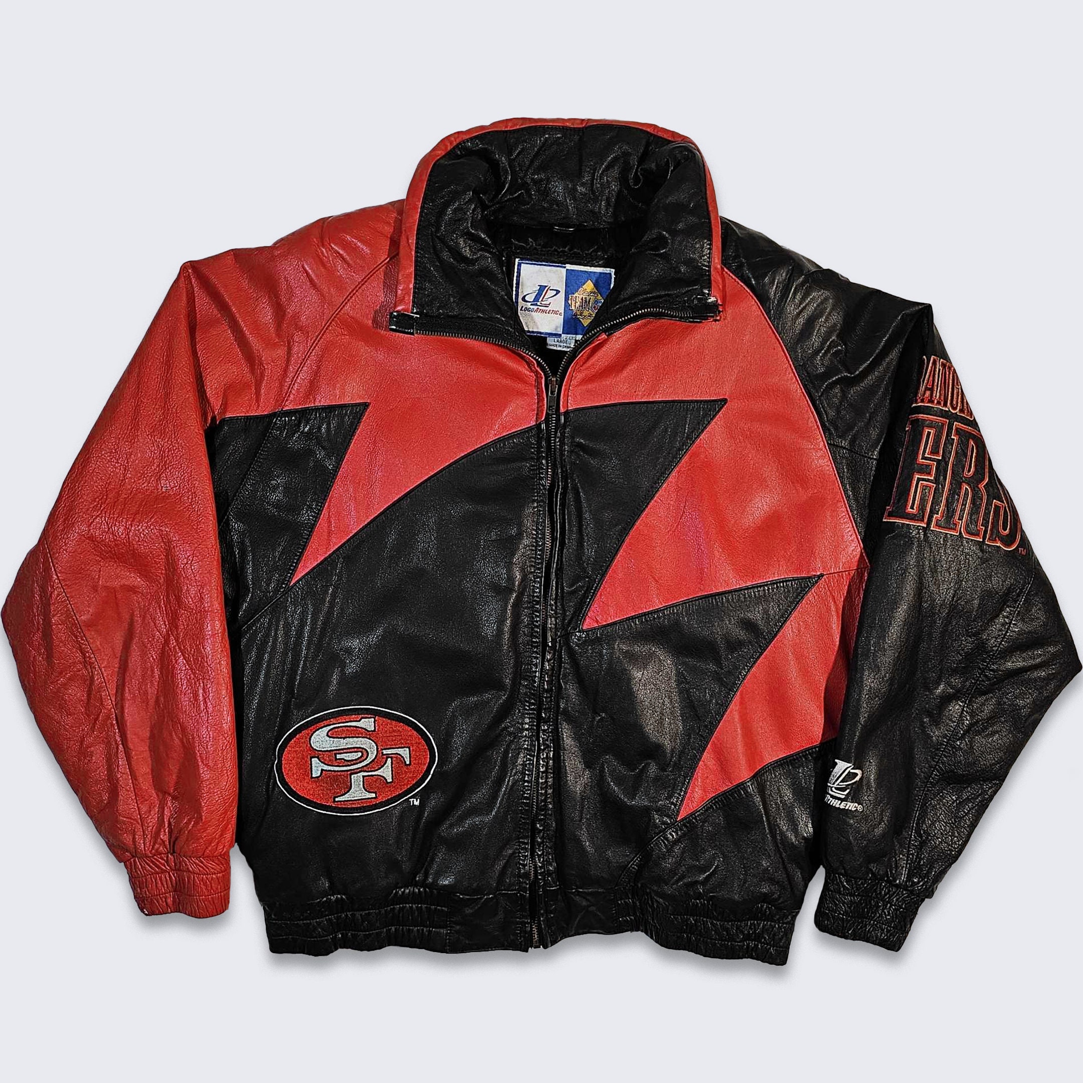 San Francisco 49ers Vintage 90s Shark Tooth Leather Jacket Logo