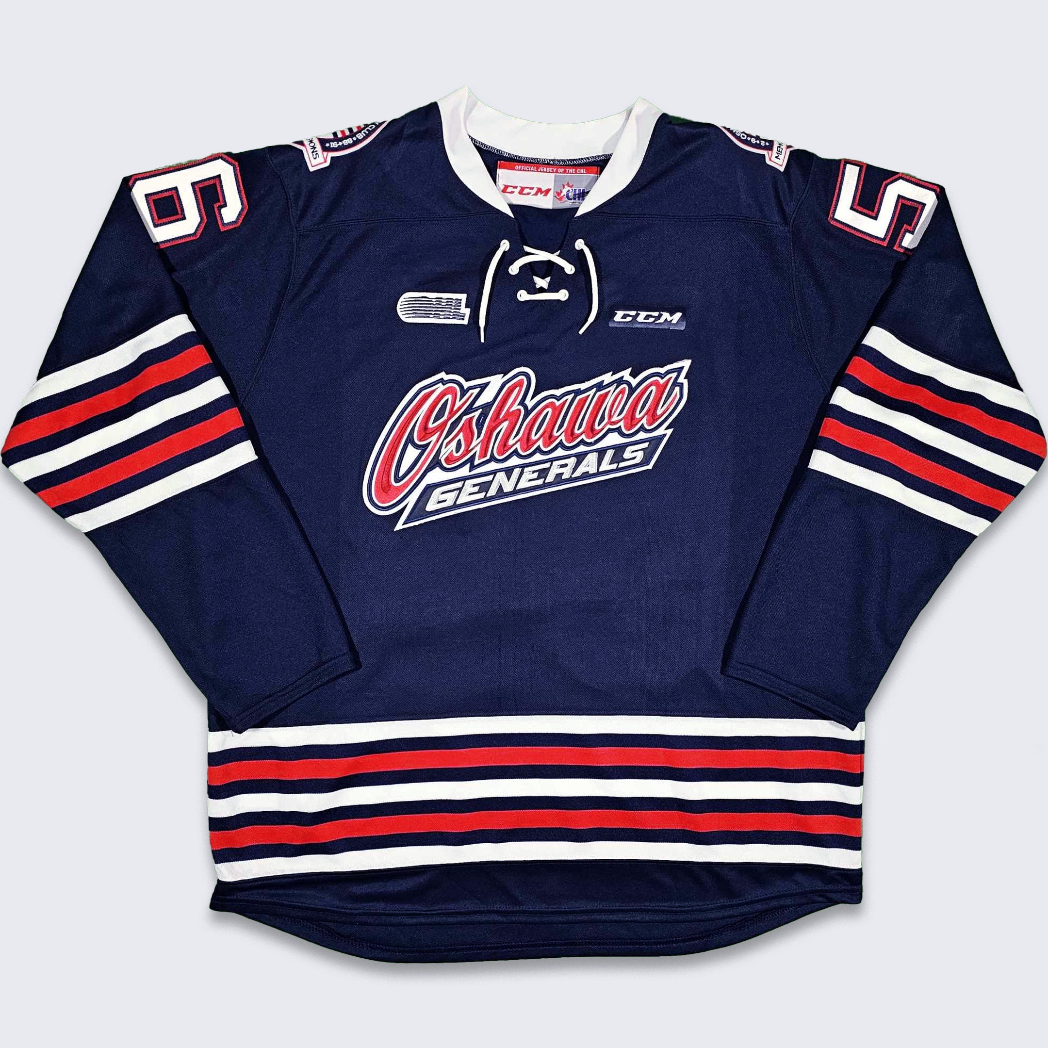 Oshawa Generals Jeremy Brodeur CCM Hockey Jersey - CHL Navy Blue 