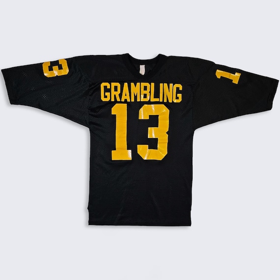 Grambling State Tigers Vintage 80s HBCU Louisiana Football Jersey - Black & Yellow Uniform Shirt - Men's Size : Medium ( M ) - FREE Shipping