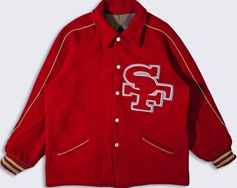 San Francisco 49ers Vintage 60s Wool NFL Football Jacket - Retz for Sports Muncie - Butler Indiana - Men's Size : Large (L) - FREE SHIPPING
