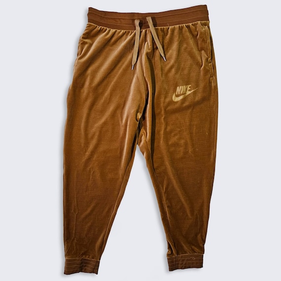 Nike Velour Plush Brown Sweatpants Joggers - Athletic Bottoms - Drawstring Waist - Has Pockets - Men's Size : 2XL ( XXL ) - FREE SHIPPING