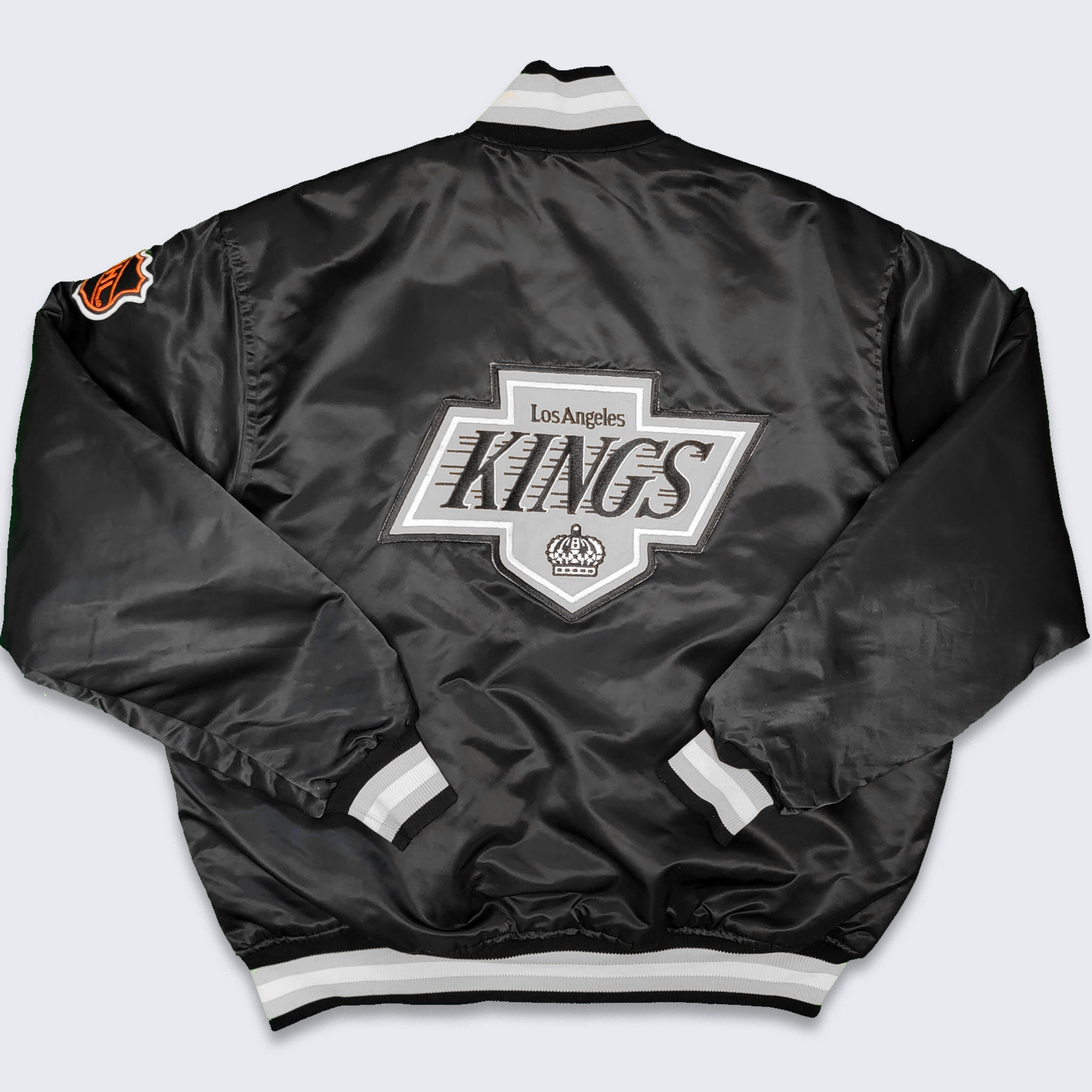 Men's Black Bomber Starter LA Kings Satin Jacket - Jackets Expert