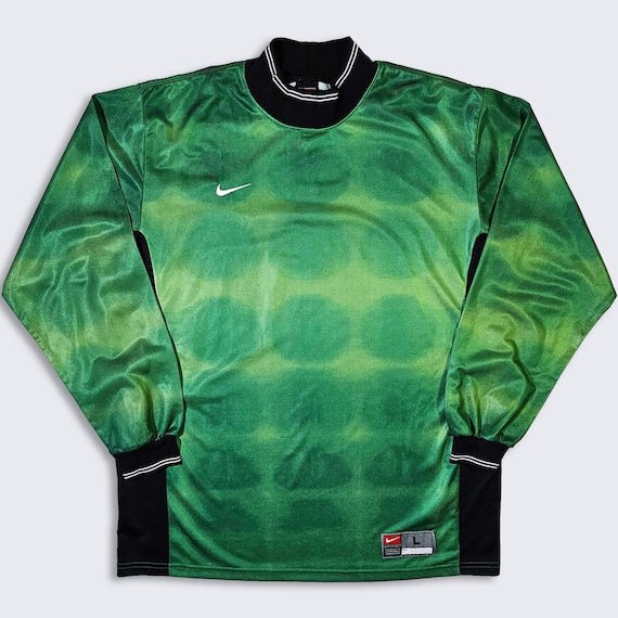 Nike Vintage 90s Y2K Green Long Sleeve Soccer Jer… - image 1