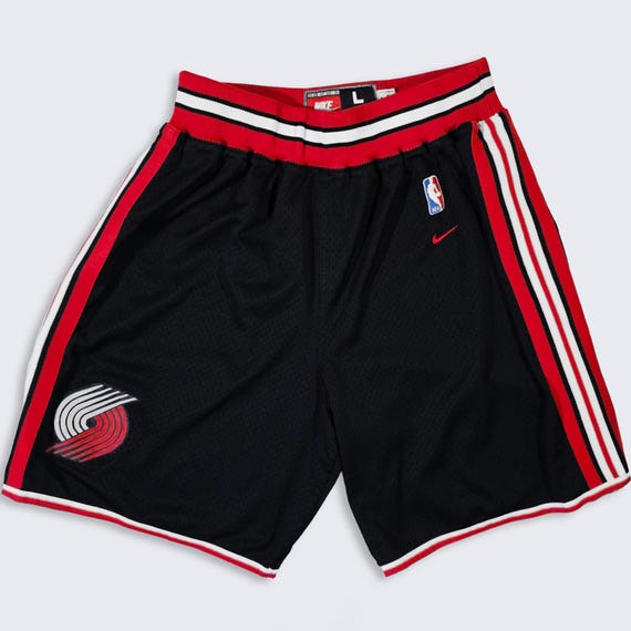 Portland Trail Blazers Vintage Nike Rewind Basketball Shorts - 1976 Design - Black Color Bottoms - Men's Size : Large ( L ) - Free SHIPPING