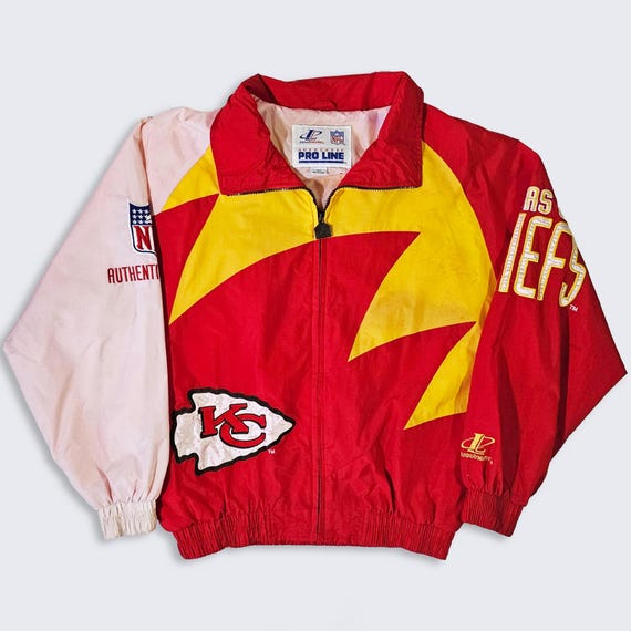 Kansas City Chiefs Vintage 90s Shark Tooth Logo Athletic Windbreaker Jacket - NFL Authentic Pro Line - Men's : Large ( L ) - Free Shipping