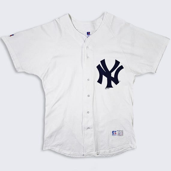 New York Yankees Vintage 90s Russell Athletic Cotton Baseball Jersey - Made in USA - Men's Size : Extra Large ( XL ) - Free SHIPPING