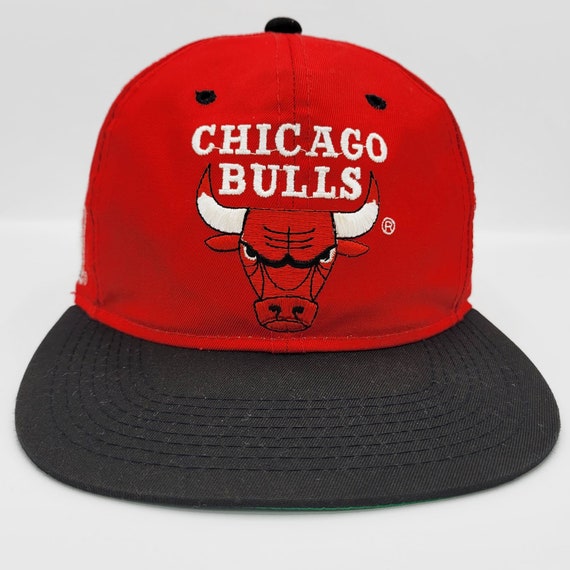 Chicago Bulls Vintage 90s Sports Specialties Snapback Hat - Back Script - NBA Basketball Red Twill Baseball Cap - One Size - FREE SHIPPING