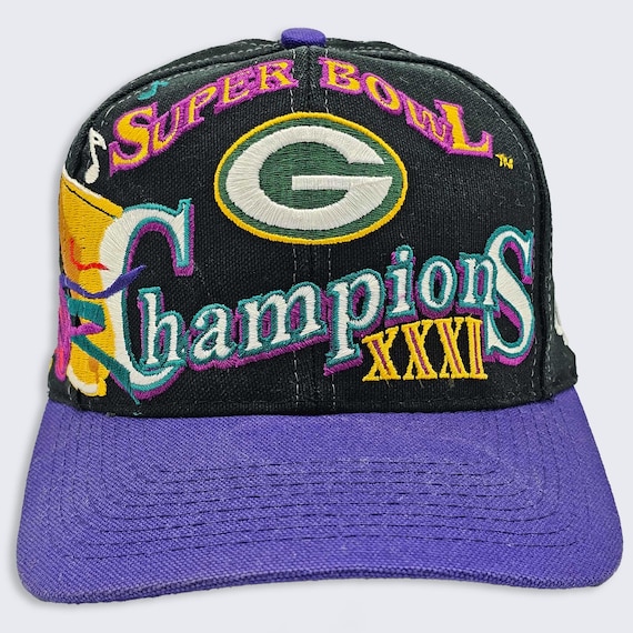 Green Bay Packers Vintage 90s Super Bowl Snapback Hat - New Orleans Mardi Gras  - NFL Officially Licensed Product - One Size - Free SHIPPING