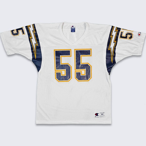 San Diego Chargers Vintage 90s Junior Seau Champion Football Jersey - NFL White Uniform Shirt - Very Rare - Size Men's Large - FREE SHIPPING