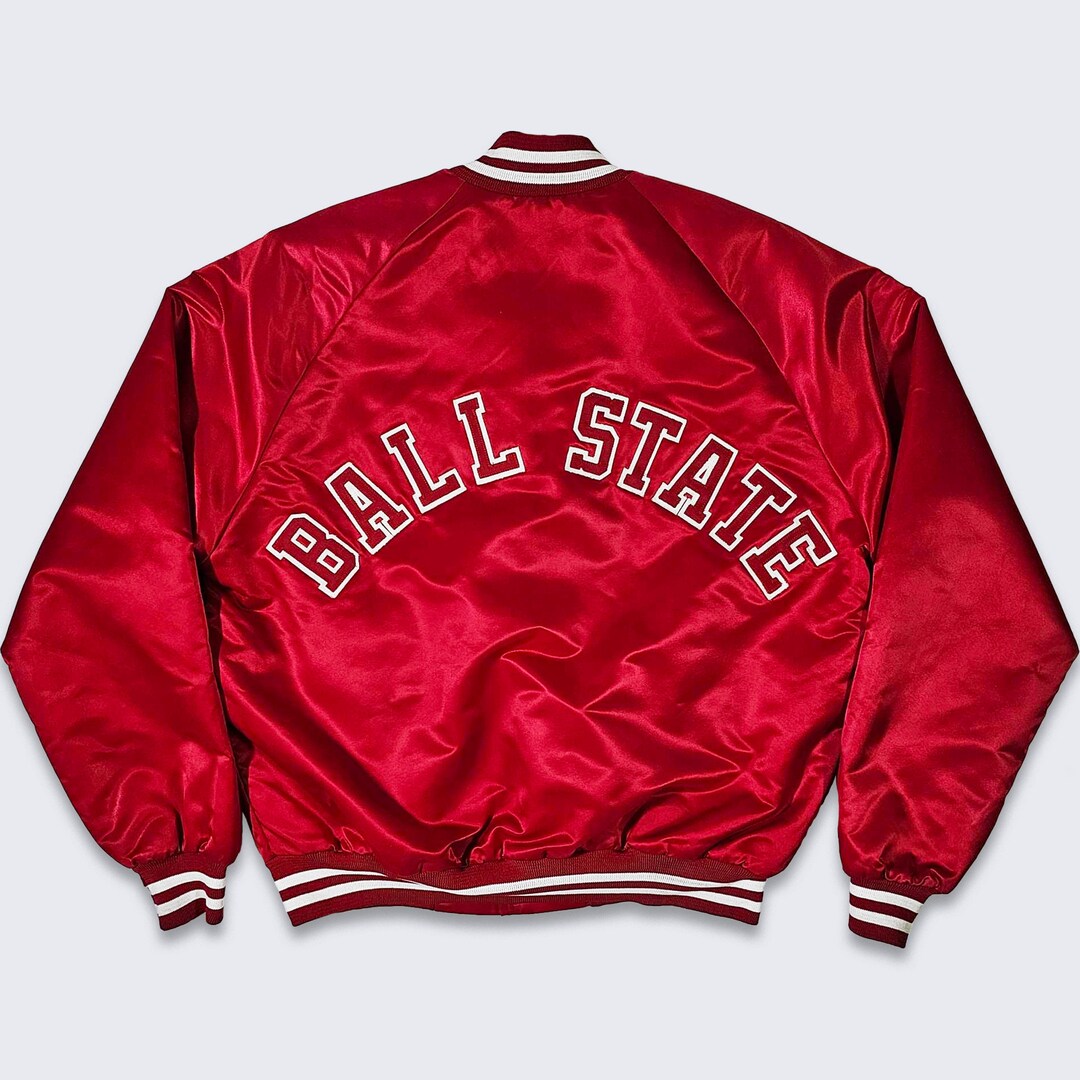 Ball State Cardinals Vintage 80s Chalk Line Satin Bomber Jacket Ball State Cardinals Vintage 80s Chalk Line Satin Bomber Jacket