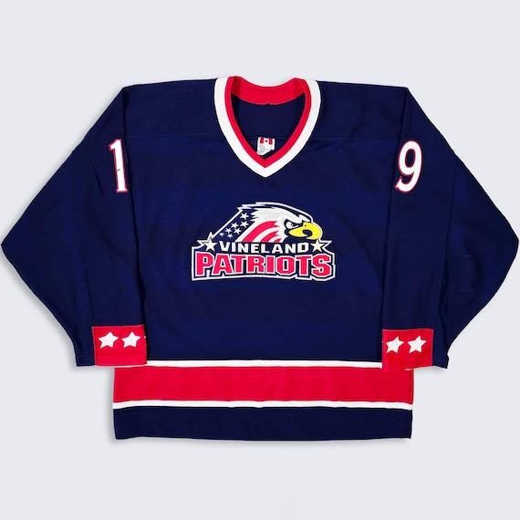 Vineland Patriots Vintage 90s CCM Hockey Jersey - American Bald Eagle - Made in Canada - Size Men's : Large ( L ) - FREE Shipping