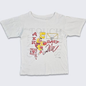 Chicago Bulls Vintage 90s The Simpsons T-Shirt - Air Bart Michael Jordan - Can't Touch This - Single Stitch White Tee - XS - Free Shipping
