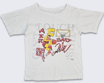 Koszulka Chicago Bulls Vintage z lat 90. z motywem Simpsonów – Air Bart Michael Jordan – Nie dotknę tego – Biała koszulka z pojedynczym ściegiem – XS – Darmowa wysyłka