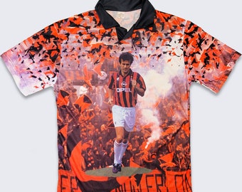 Dejan Savicevic Vintage 90s AC Milan Tribute Soccer Jersey - Red & Black Shirt - All Over Print - Size Men's Extra Large - FREE SHIPPING