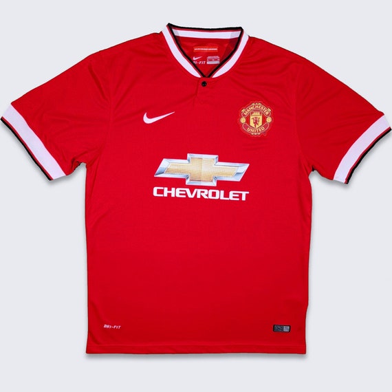Manchester United FC Red Devils Nike Soccer Jersey - 2014 Home Kit Shirt - Red Traditional Home Color Uniform - Men's Size XL -Free SHIPPING