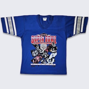 New York Giants Vintage 90s Super Bowl Jersey T-Shirt - Salem Sportswear - NFL Football Blue Tee - Lawrence Taylor - Size M - FREE SHIPPING