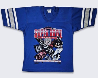 New York Giants Vintage 90s Super Bowl Jersey T-Shirt - Salem Sportswear - NFL Football Blue Tee - Lawrence Taylor - Size M - FREE SHIPPING