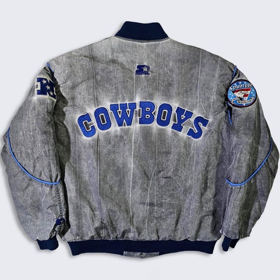 Dallas Cowboys Vintage 80s Starter Bomber Varsity Jacket - Acid Wash Look - Made in USA - Stitched - Men's Size : Medium (M) - Free SHIPPING