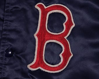Boston Red Sox Vintage 80s Chalk Line Satin Bomber Jacket - Navy