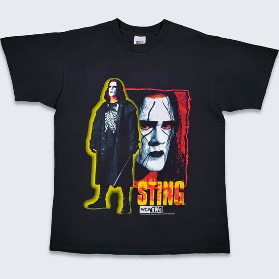 Sting Vintage 90s WCW NWO WWF Wrestling T-Shirt - Single Stitch Anvil Black Tee - Very Rare - From the Attitude Era - Size L - Free Shipping