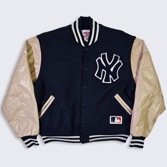 New York Yankees Vintage 90s Felco Varsity Jacket - Wool & Cowhide Leather - Made in USA - Size Men's : Extra Large ( XL ) - FREE Shipping