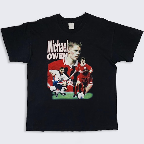 Liverpool England Vintage 90s Michael Owen Rap Soccer T-Shirt - Single Stitch Screen Stars Football Bootleg Tee - Men's : XL - FREE SHIPPING