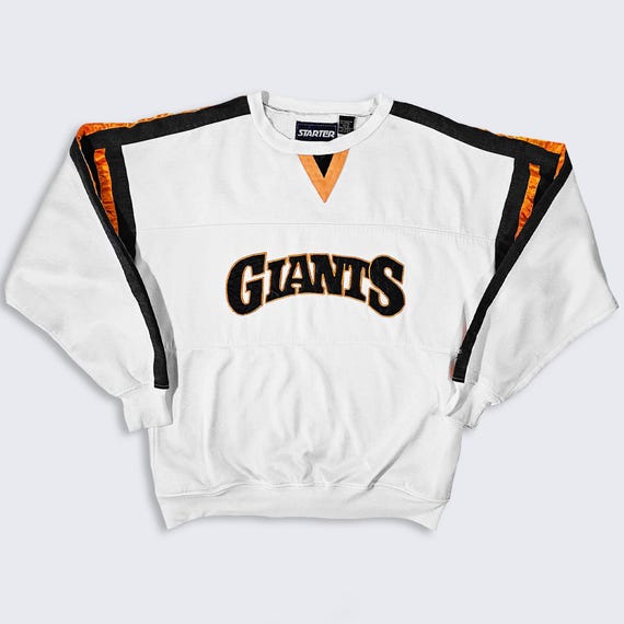 San Francisco Giants Vintage 80s Starter Crewneck Sweatshirt - White Color Pullover Shirt - Men's Size : Extra Large ( XL ) - Free SHIPPING