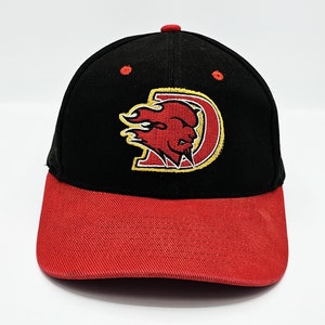 Diablos Vintage 90s Nissin Snapback Hat - Black & Red Baseball Style Cap - Stitched on Logo - One Size Fits All - FREE SHIPPING