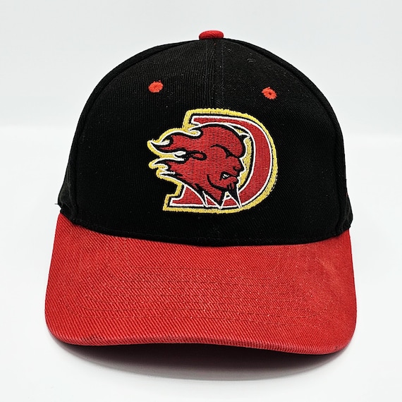 Diablos Vintage 90s Nissin Snapback Hat - Black & Red Baseball Style Cap - Stitched on Logo - One Size Fits All - FREE SHIPPING