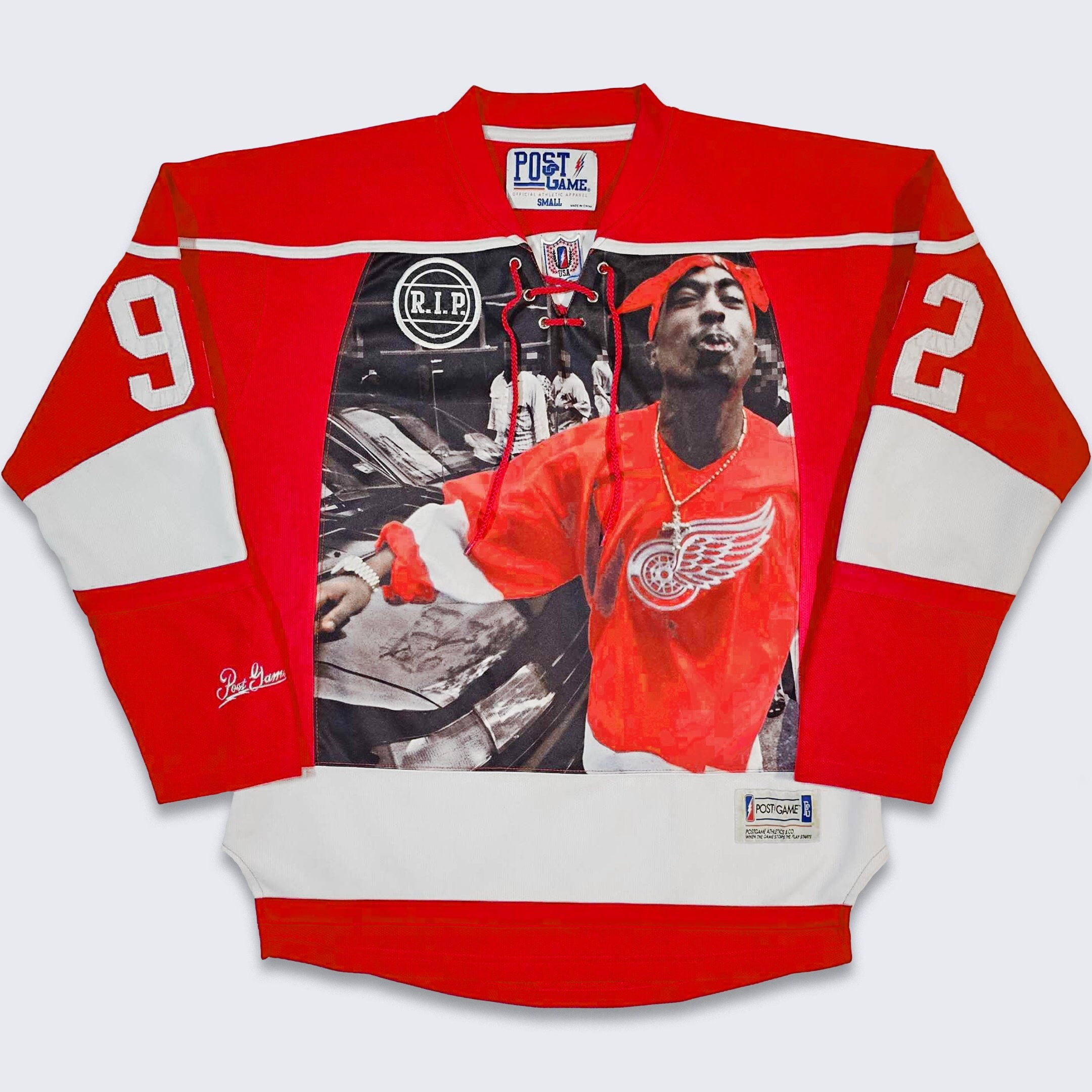 2Pac Tupac Shakur Red Wings T-Shirt Rap Hip-Hop - Full Color Glitter Print