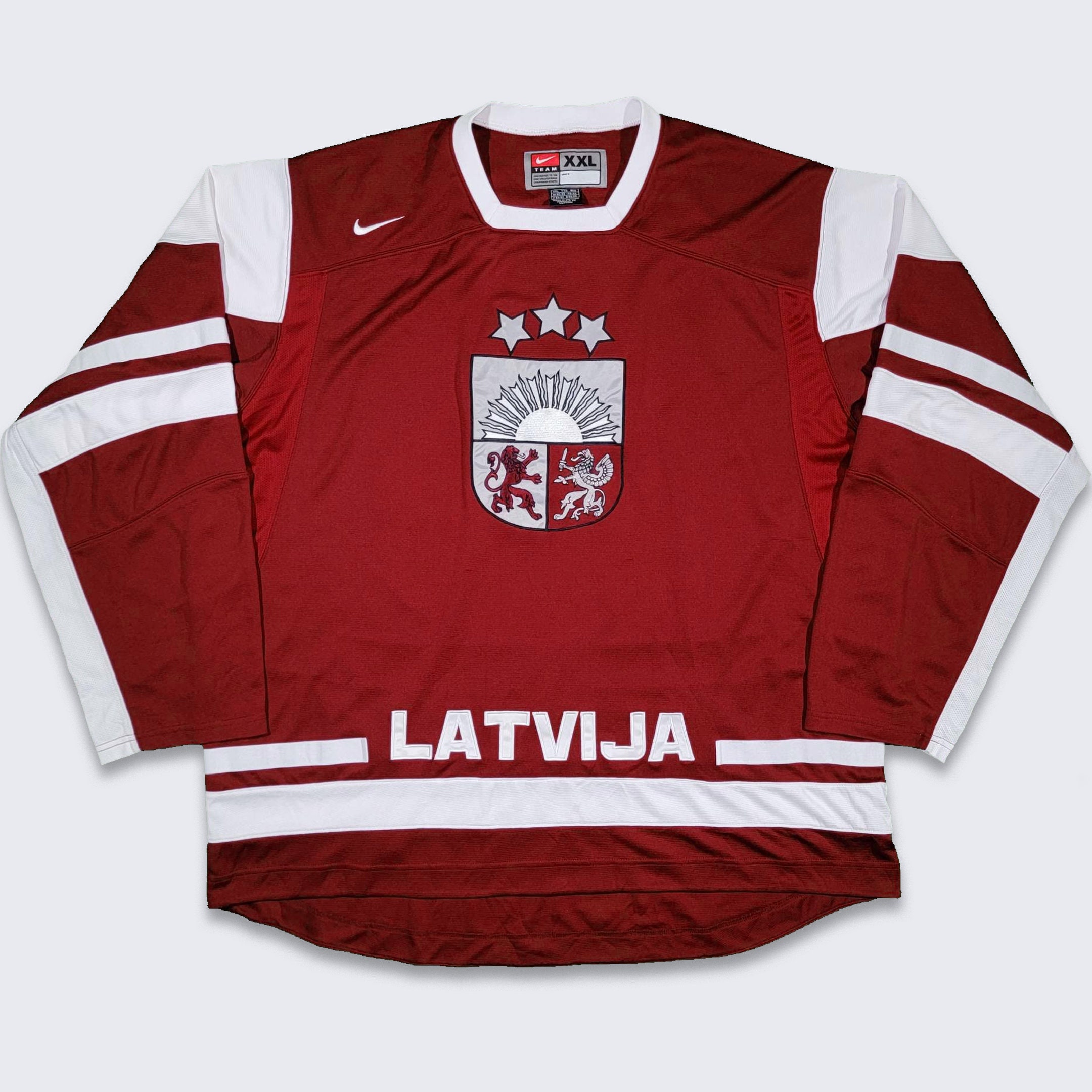 Latvia Vintage Nike IIHF Hockey Jersey Stitched on