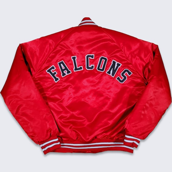 Atlanta Falcons Vintage 80s Chalk Line Satin Bomber Jacket - NFL Football Red Coat - Made in USA - Men's Size : Medium - FREE Shipping
