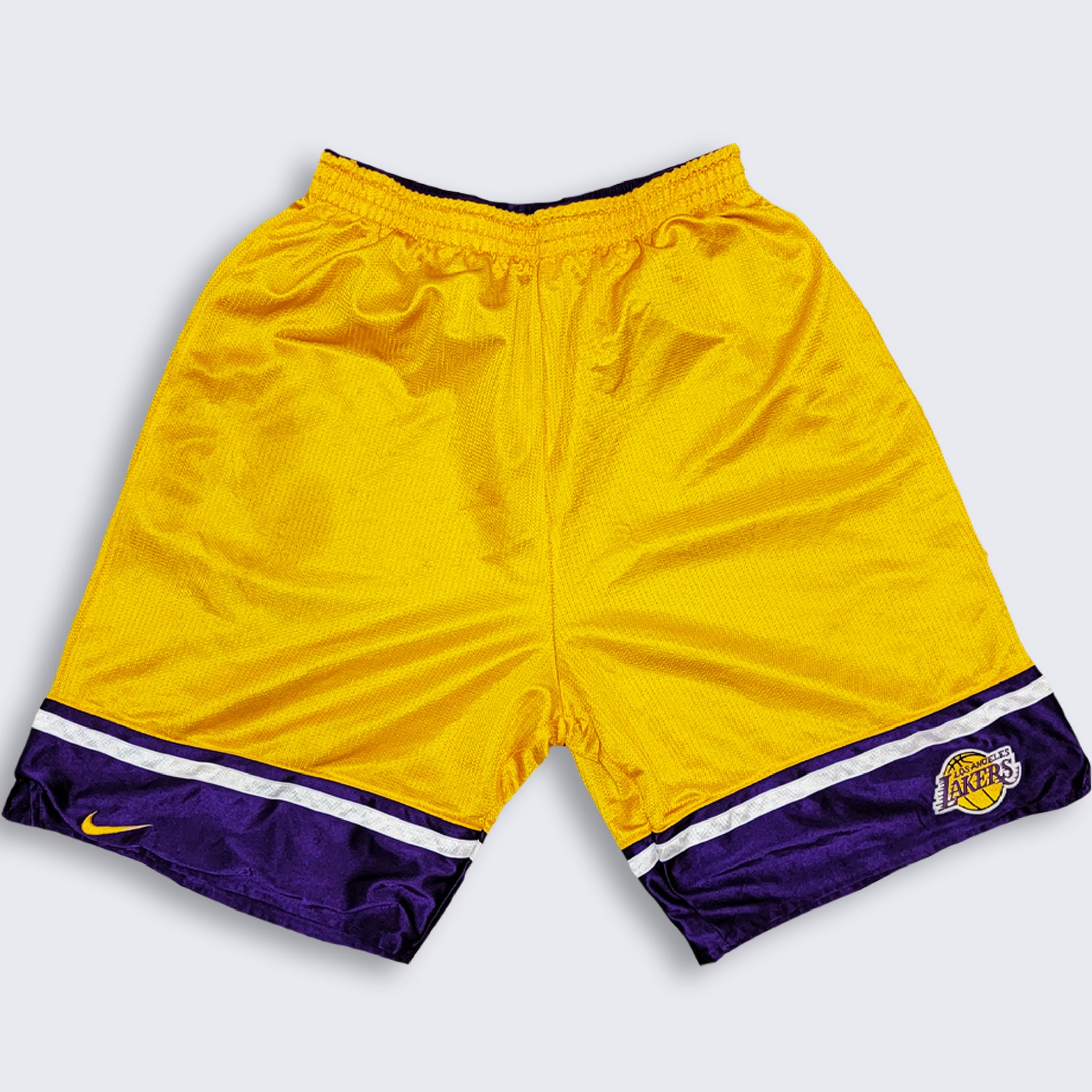 Vintage Los Angeles Lakers Shorts Mens Extra Large Gold Nike Reversible NBA