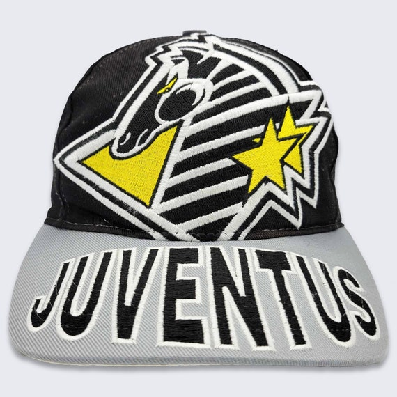 Juventus Vintage 90s Kappa Soccer Snapback Hat - Italy League Football - Black Silver Baseball Style Cap - One Size Fits All - FREE SHIPPING