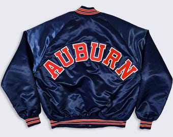 Auburn Tigers Vintage 80s Chalk Line Satin Bomber Jacket