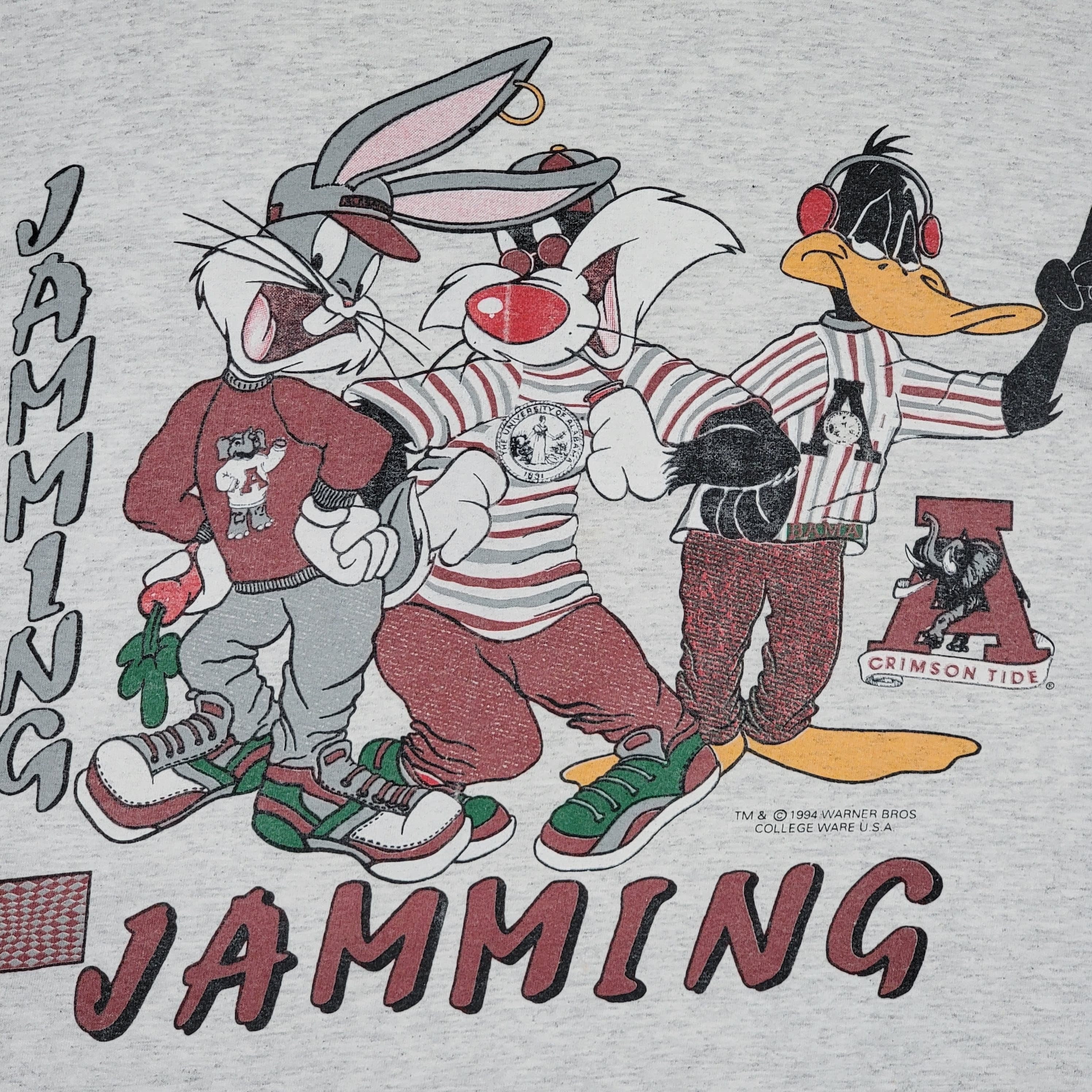 Alabama Crimson Tide Vintage 90s Looney Tunes Hip Hop T-shirt