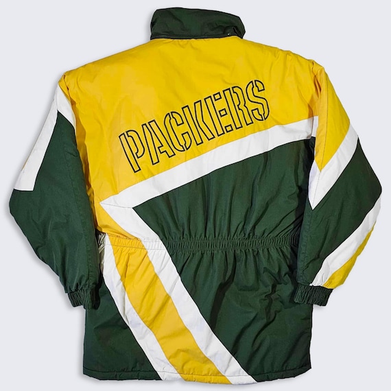 Green Bay Packers Vintage 90s Game Day Puffer Jacket  - NFL Football Coat - Fans Gear - Zipper - Men's Size : Large ( L ) - Free Shipping