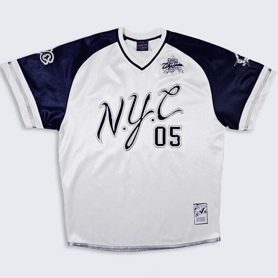 New York Vintage FUBU NYC City Series Baseball Jersey - White Uniform - Heavyweight Shirt - Men's Size : Extra Large ( XL ) - Free Shipping
