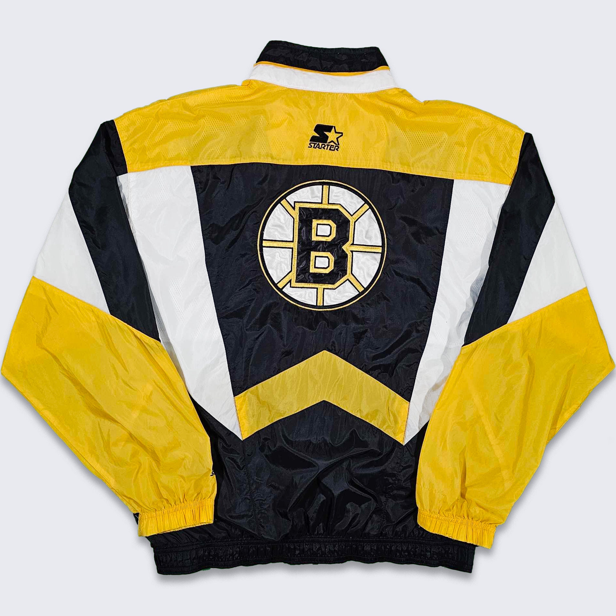 CargoThrifts Vintage 1990s Boston Bruins Starter NHL Hockey Double Sided Graphic Shirt / Made in USA / Size Large